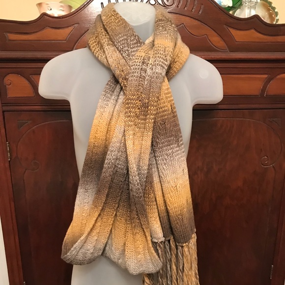 Xtra-Long Earth Tone Colored Woven Scarf - Picture 1 of 4